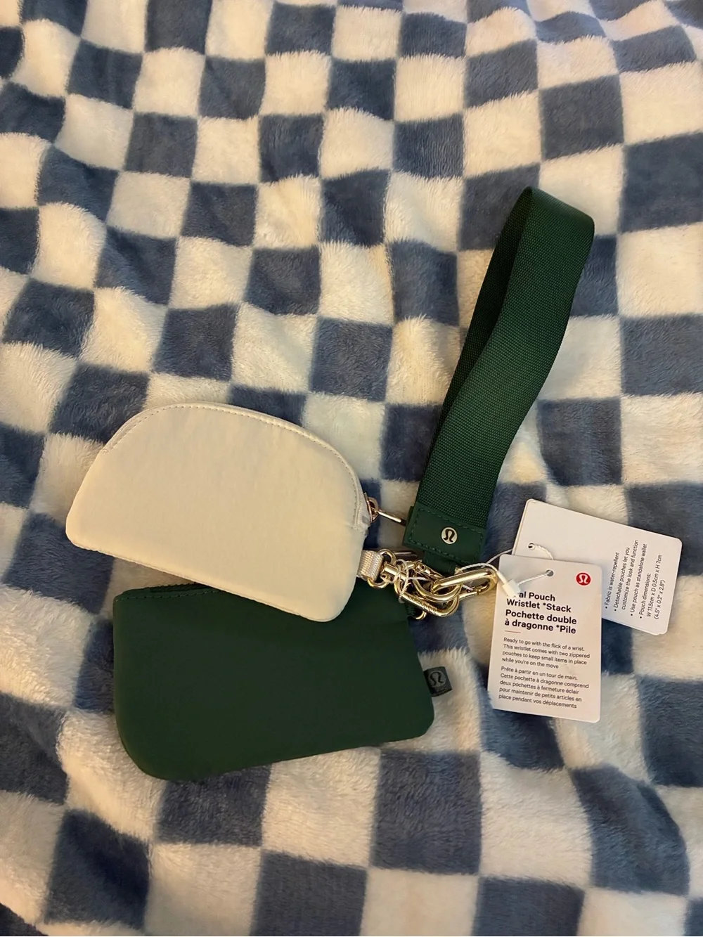 Lululemon dual green and ivory Keychain Pouch Set